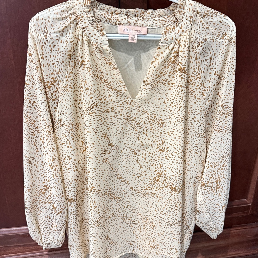 Philosophy Cream and Brown Speckled Top - Picture 2 of 3